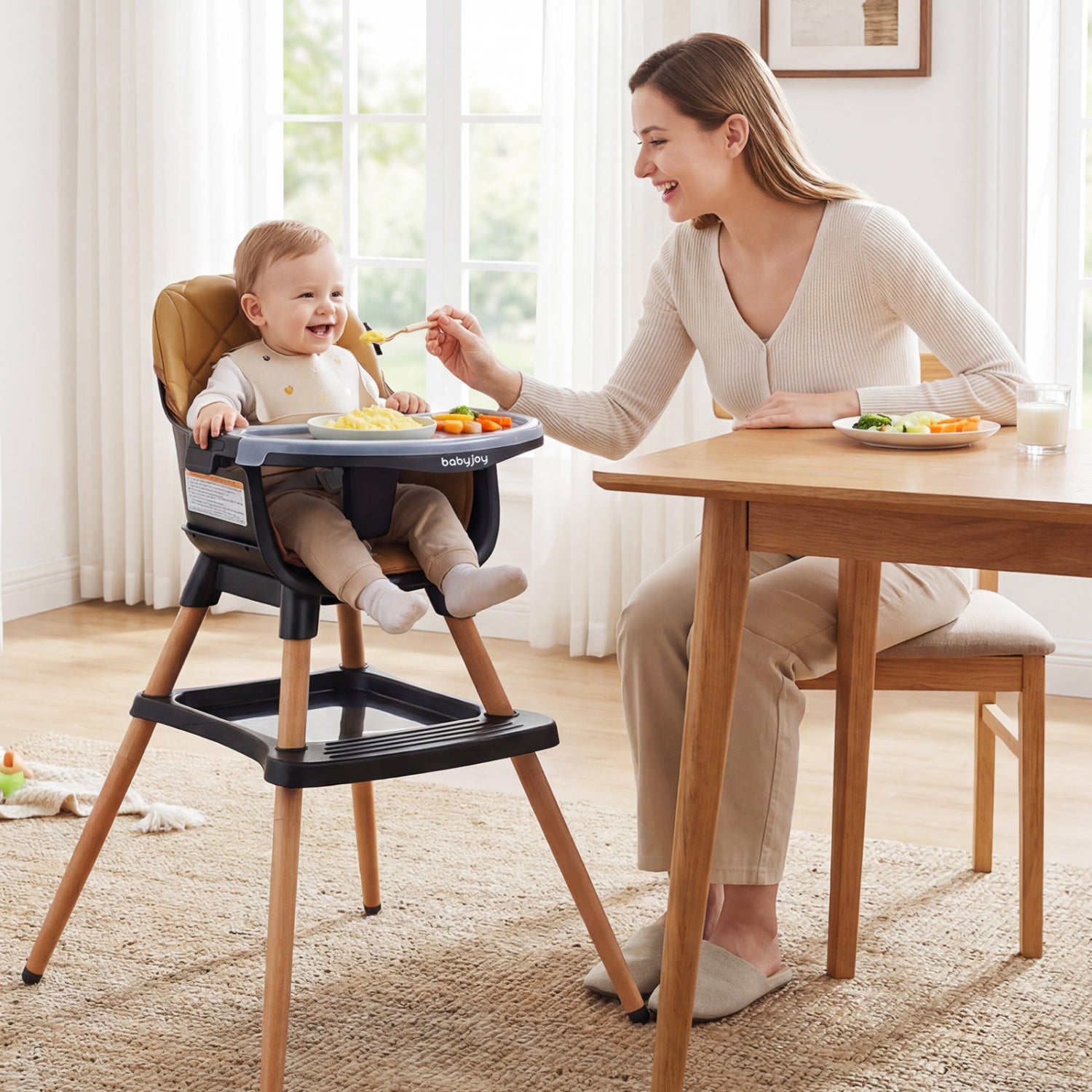 9-In-1 Convertible High Chair, With Seat Cushion, Black Brown High Chairs at Gallery Canada