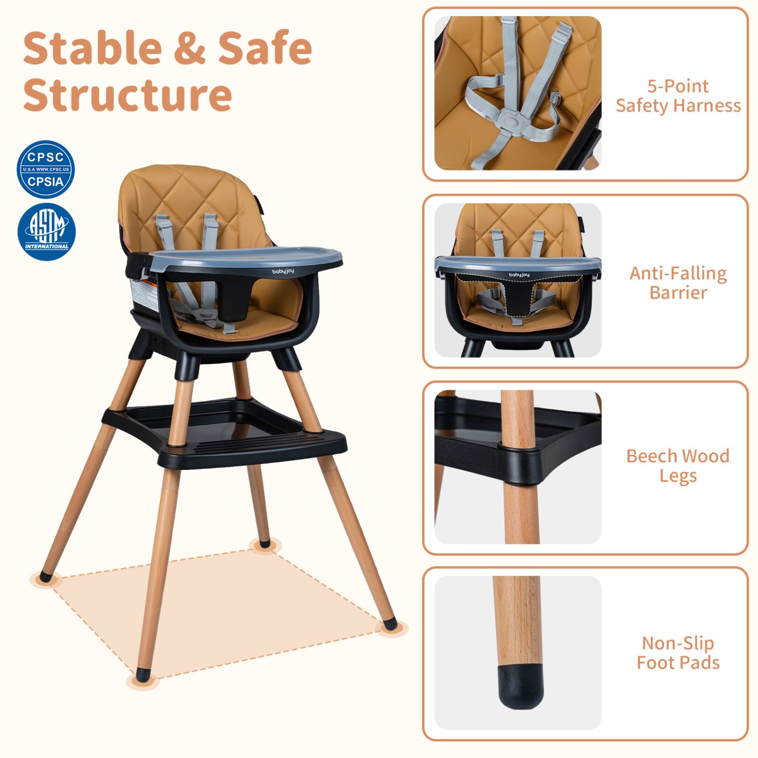 9-In-1 Convertible High Chair, With Seat Cushion, Black Brown High Chairs at Gallery Canada