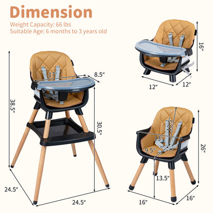 9-In-1 Convertible High Chair, With Seat Cushion, Black Brown High Chairs at Gallery Canada