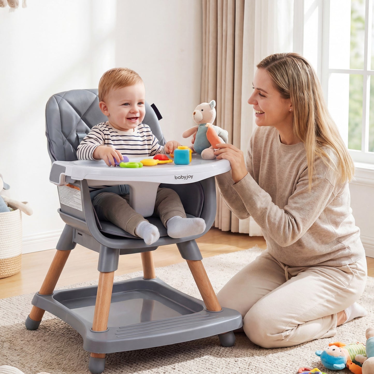 9-In-1 Convertible High Chair, With Seat Cushion, Gray High Chairs at Gallery Canada