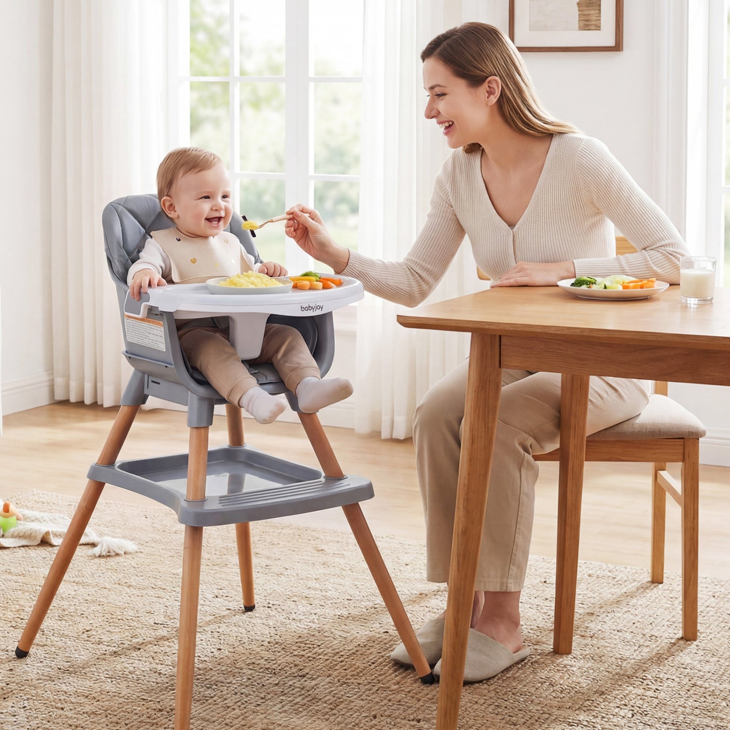 9-In-1 Convertible High Chair, With Seat Cushion, Gray High Chairs at Gallery Canada
