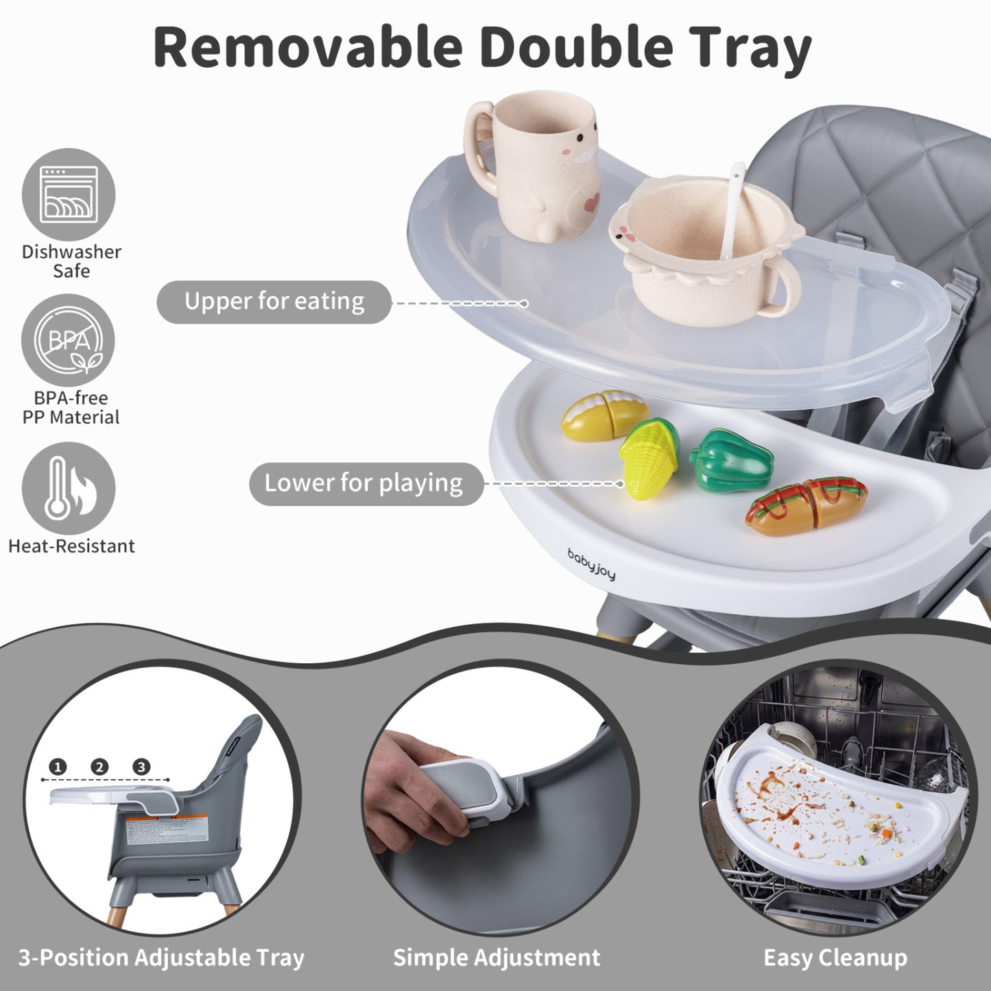 9-In-1 Convertible High Chair, With Seat Cushion, Gray High Chairs at Gallery Canada
