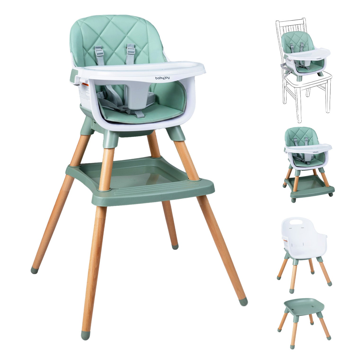 9-In-1 Convertible High Chair, With Seat Cushion, Green High Chairs at Gallery Canada