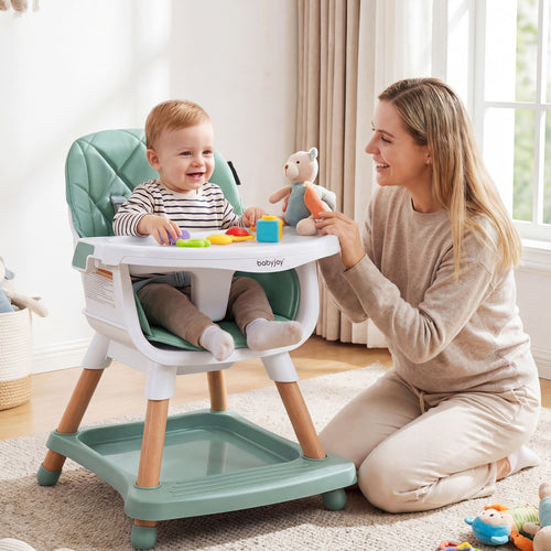 9-In-1 Convertible High Chair, With Seat Cushion, Green