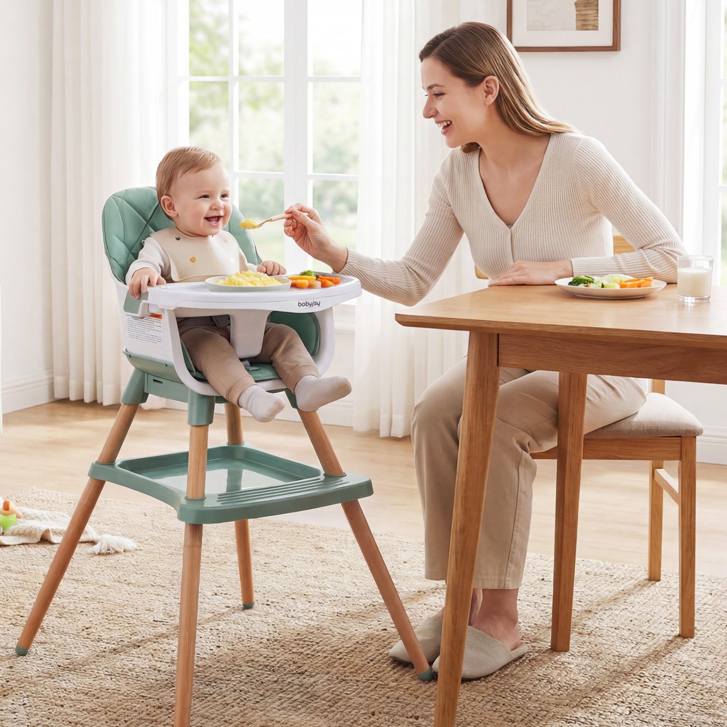 9-In-1 Convertible High Chair, With Seat Cushion, Green High Chairs at Gallery Canada