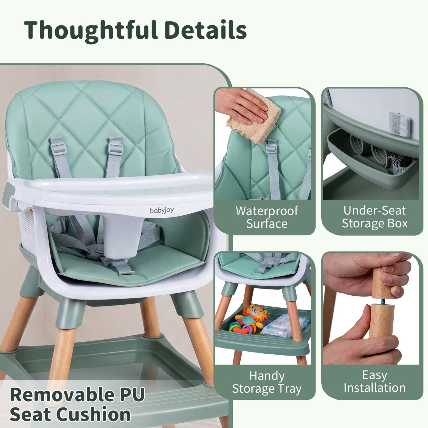 9-In-1 Convertible High Chair, With Seat Cushion, Green High Chairs at Gallery Canada