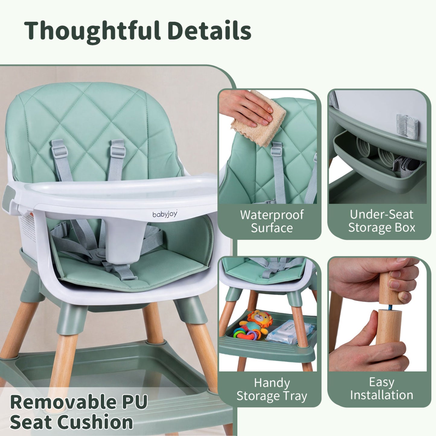 9-In-1 Convertible High Chair, With Seat Cushion, Green High Chairs at Gallery Canada