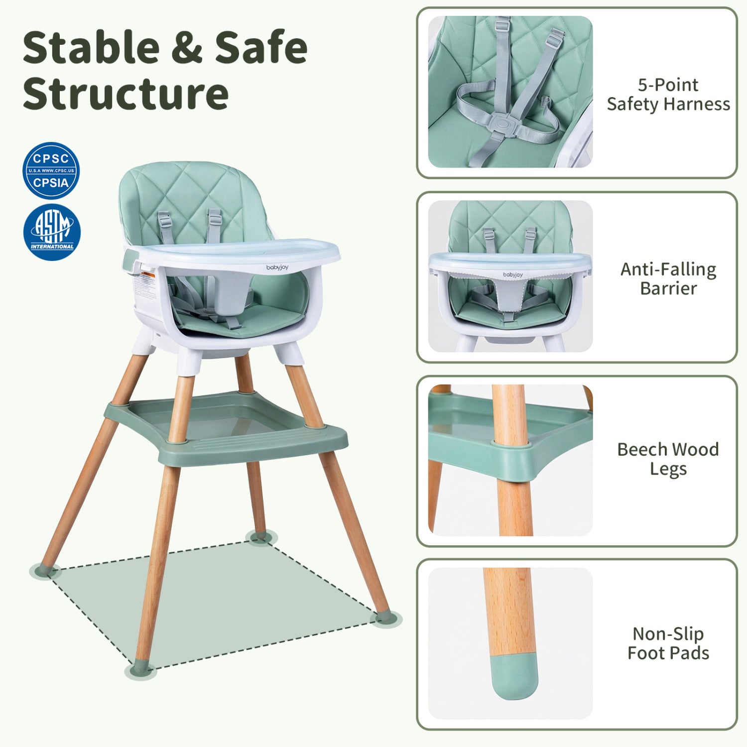 9-In-1 Convertible High Chair, With Seat Cushion, Green High Chairs at Gallery Canada