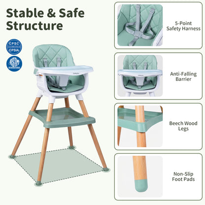 9-In-1 Convertible High Chair, With Seat Cushion, Green High Chairs at Gallery Canada