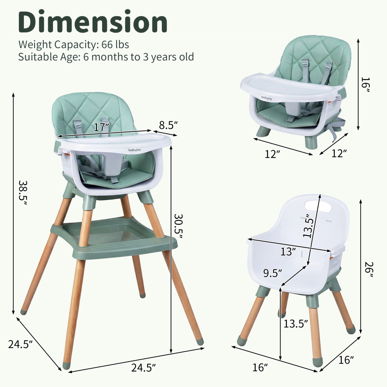 9-In-1 Convertible High Chair, With Seat Cushion, Green High Chairs at Gallery Canada