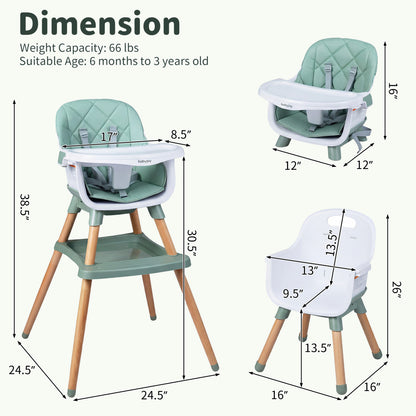 9-In-1 Convertible High Chair, With Seat Cushion, Green High Chairs at Gallery Canada