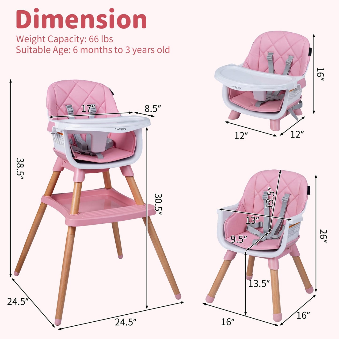 Convertible High Chair For Babies, Toddlers, 9-in-1, Pink High Chairs at Gallery Canada