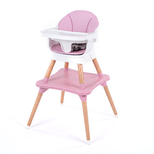 9-In-1 Convertible High Chair, Solid Wood Legs, Pink
