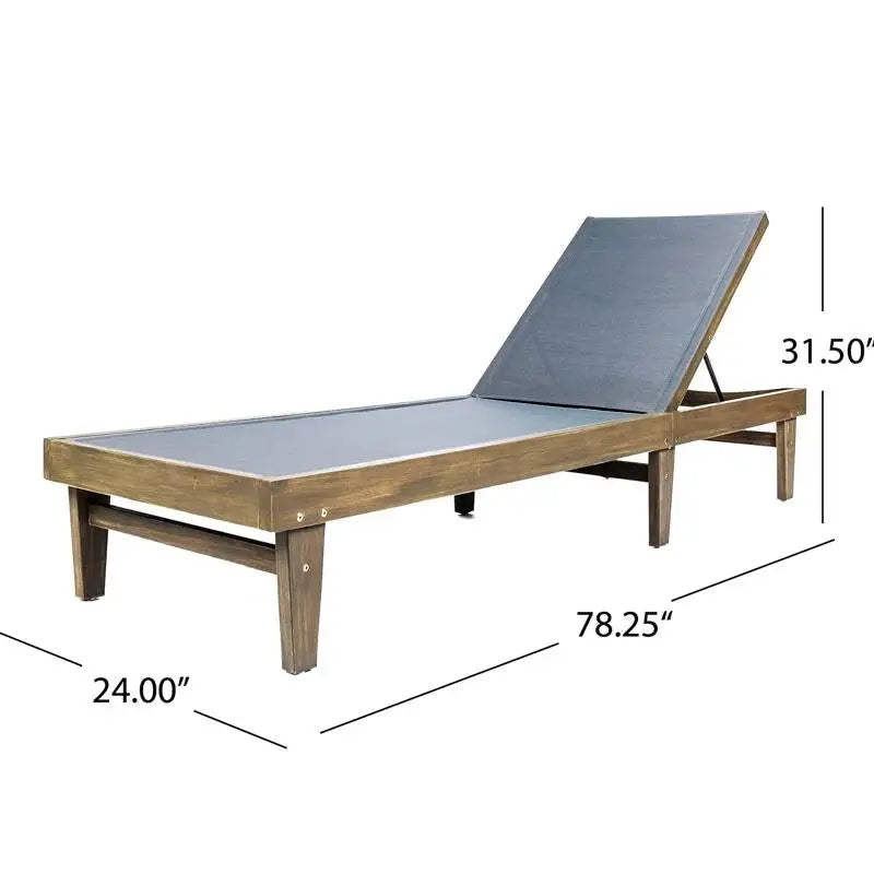 Acacia Chaise Lounge, Adjustable Backrest, Foldable Legs, 78