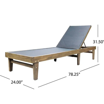 Acacia Chaise Lounge, Adjustable Backrest, Foldable Legs, 78" L x 24" W x 31.5" H, Dark Gray Lounger Chairs at Gallery Canada