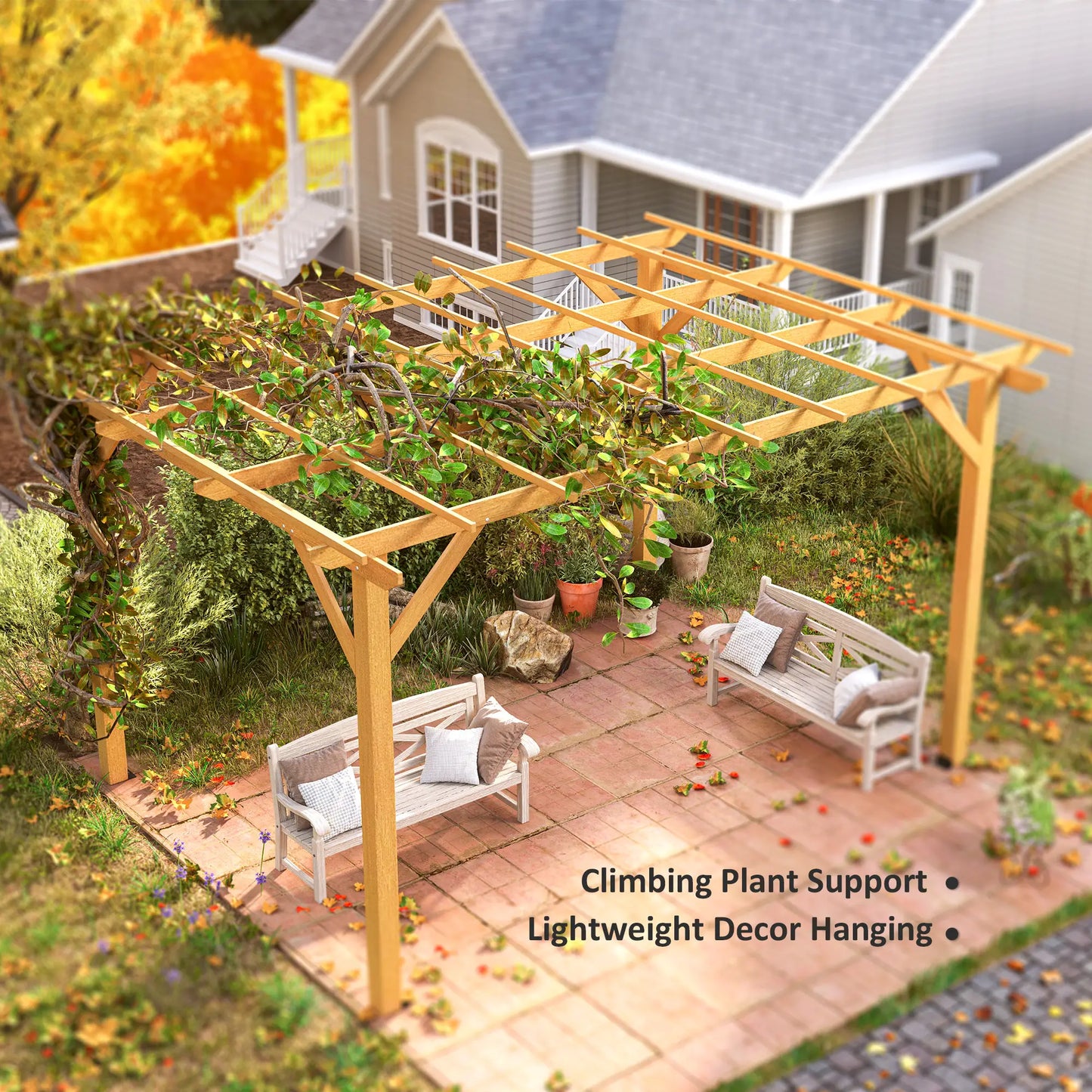 10' x 13' Wood Pergola, Outdoor Gazebo for Garden, Patio Pergolas at Gallery Canada
