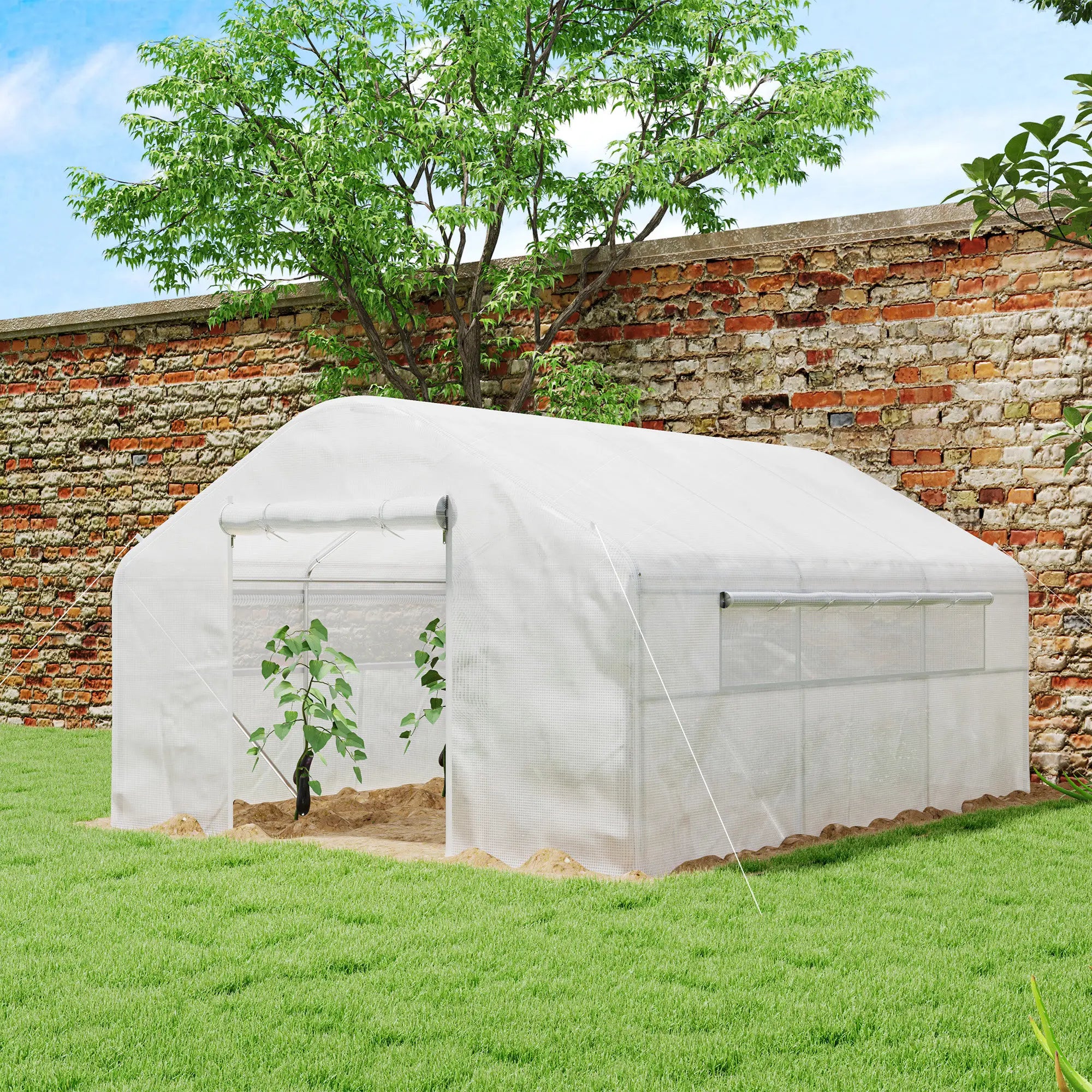 Walk-in Tunnel Greenhouse, Galvanized Steel Frame, 13' x 10' x 6.5', White Tunnel Greenhouses at Gallery Canada