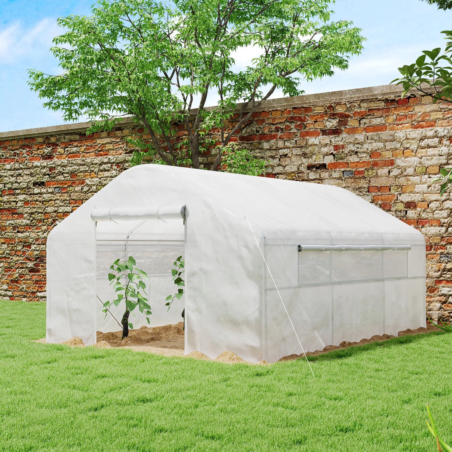 Walk-in Tunnel Greenhouse, Galvanized Steel Frame, 13' x 10' x 6.5', White Tunnel Greenhouses at Gallery Canada