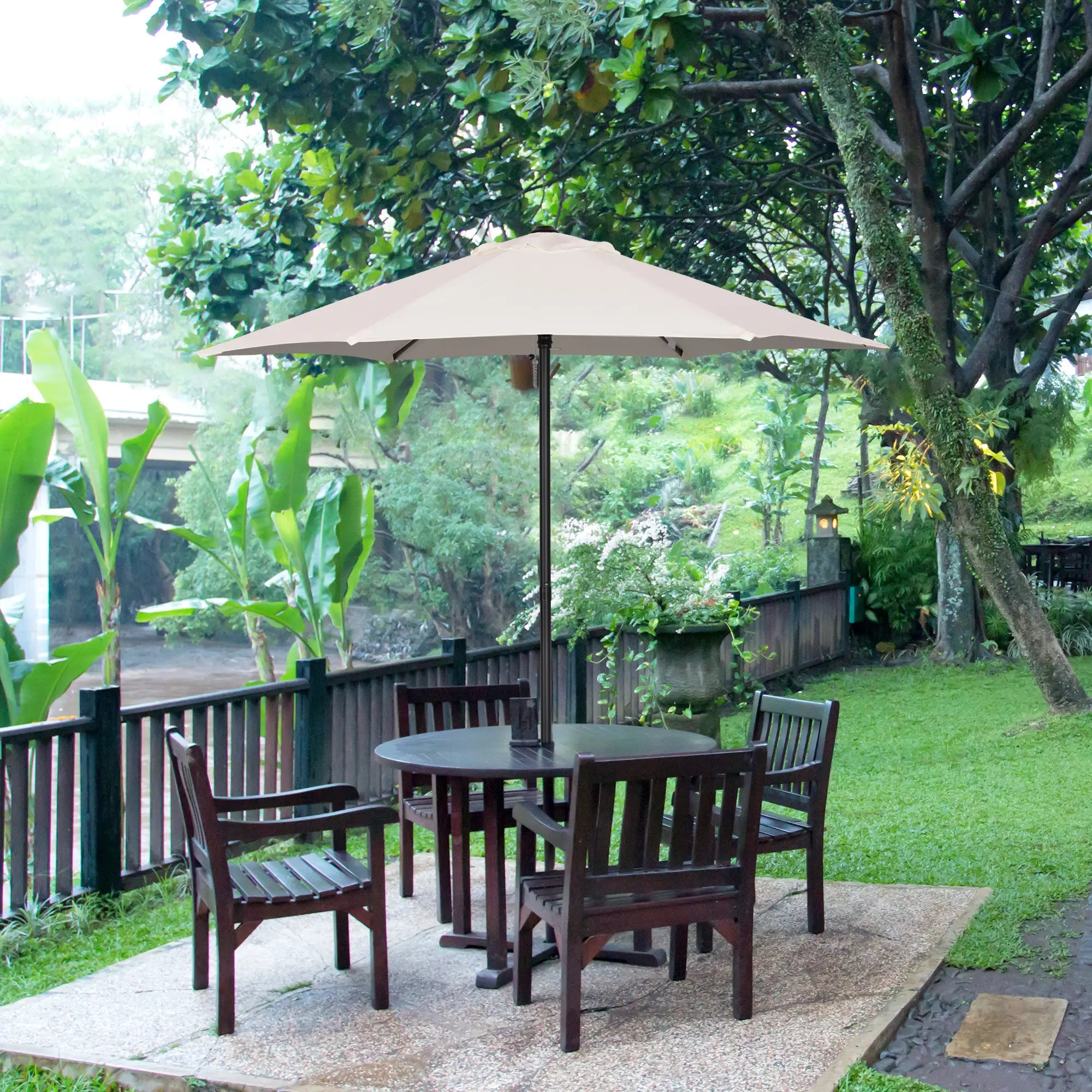 6.6FT Outdoor Patio Umbrella, 6 Solid Ribs, Cream White Patio Umbrellas at Gallery Canada