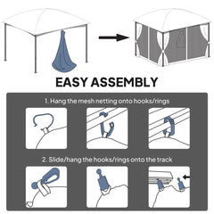 Replacement Mosquito Netting, 13' x 13', Black, Dark Grey Gazebo Sidewalls at Gallery Canada