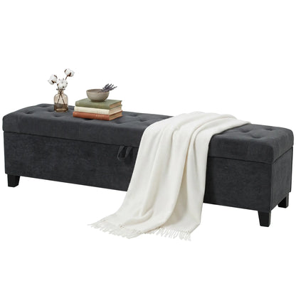Banc de rangement Ottoman "63" pour lit queen/king, gris foncé