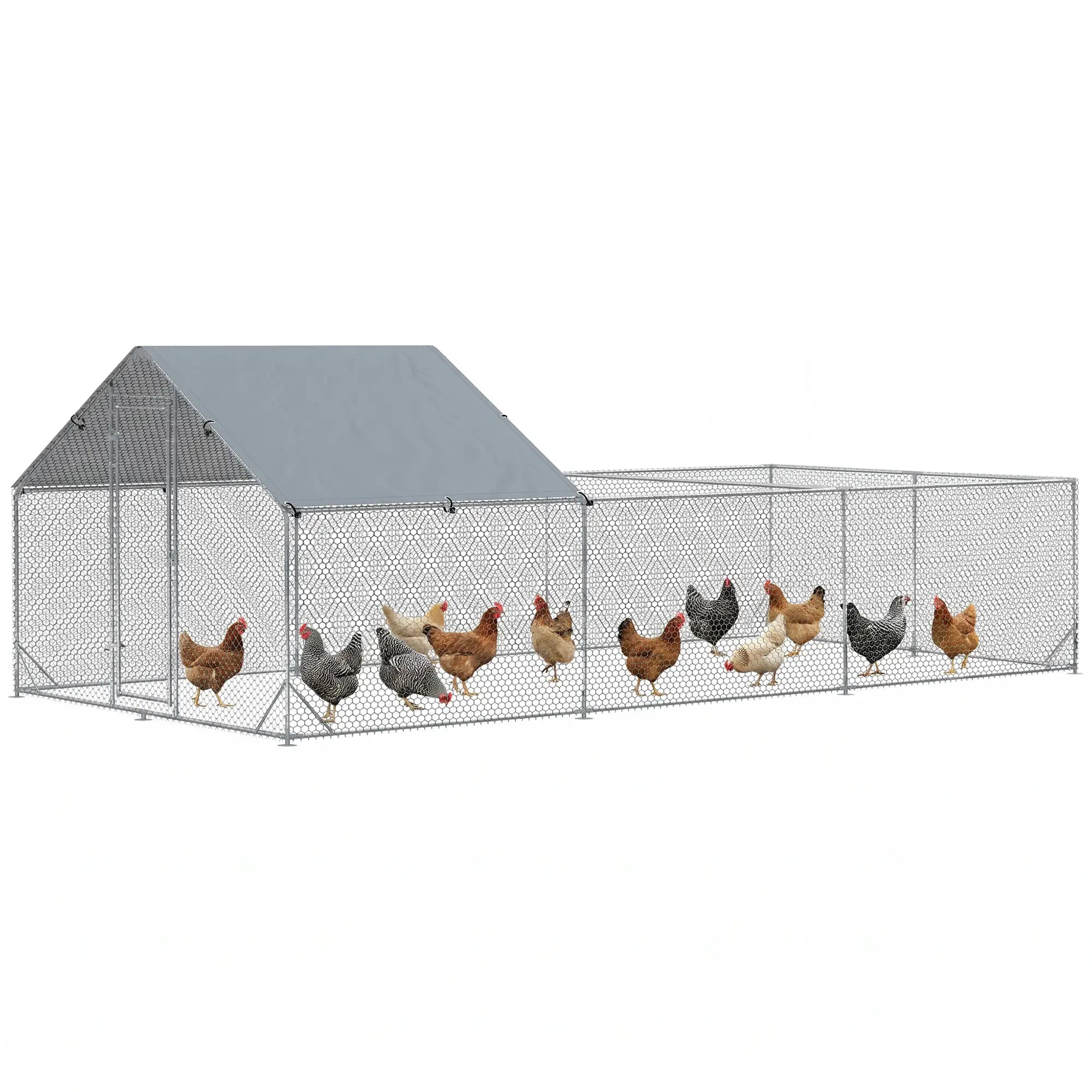 19.7' x 9.8' Metal Chicken Run, Waterproof Anti-UV Cover Chicken Coops at Gallery Canada