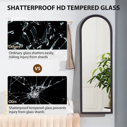 64" x 21" Full Length Mirror, Arched, Brown Wood Grain, Brown Full Length Mirrors at Gallery Canada