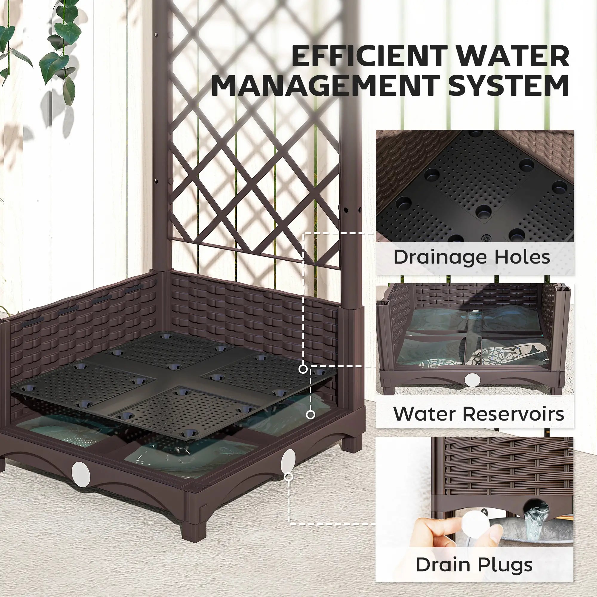 Raised Garden Bed with Trellis, Plastic, 16