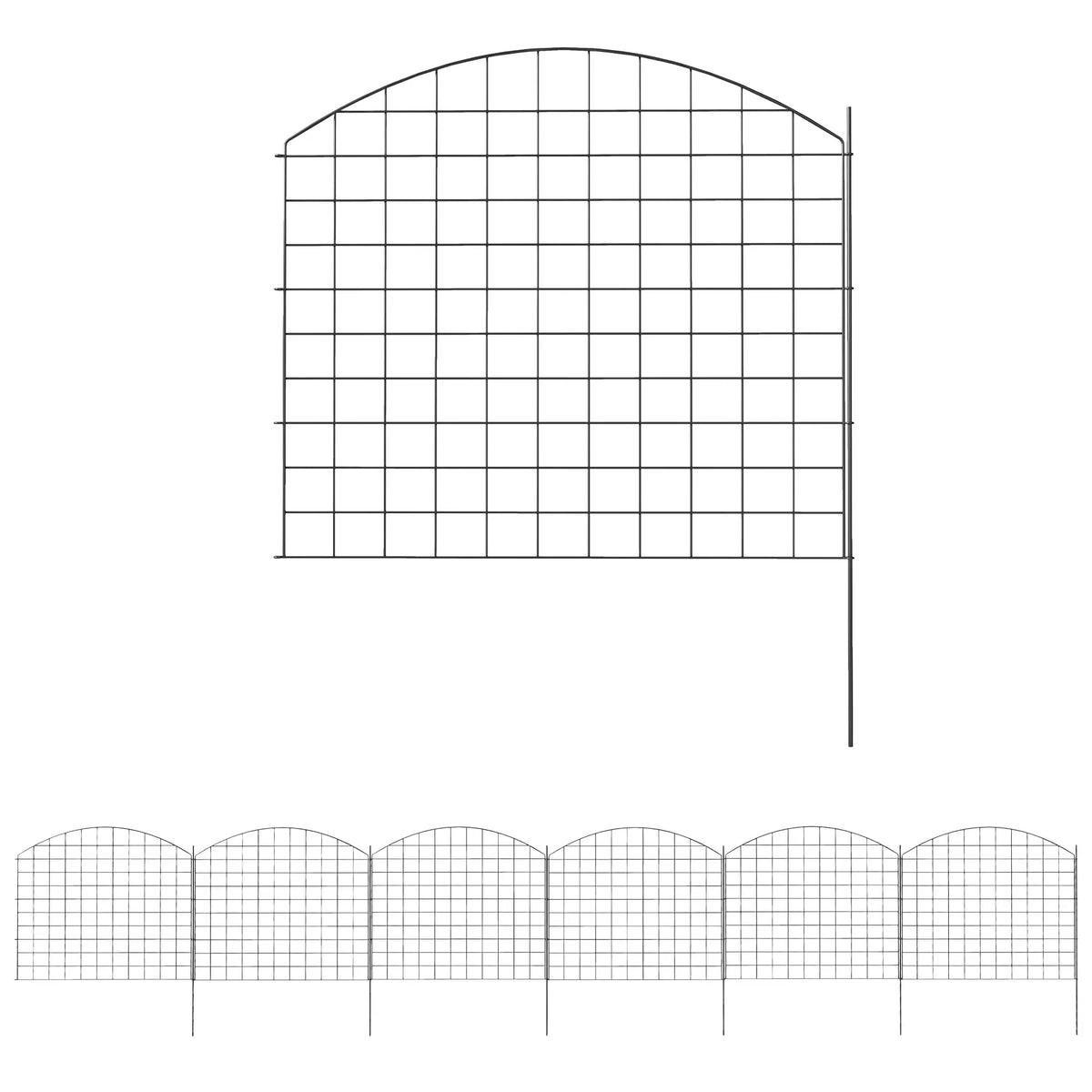 Metal Garden Fence Set Of 6, 181.1" X 38.2", Black Garden Fences at Gallery Canada