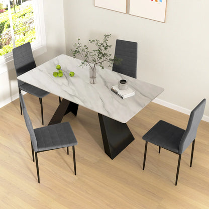Modern Dining Chairs, Set of 4, High Back Upholstery, Metal Legs, Grey Dining Chairs at Gallery Canada
