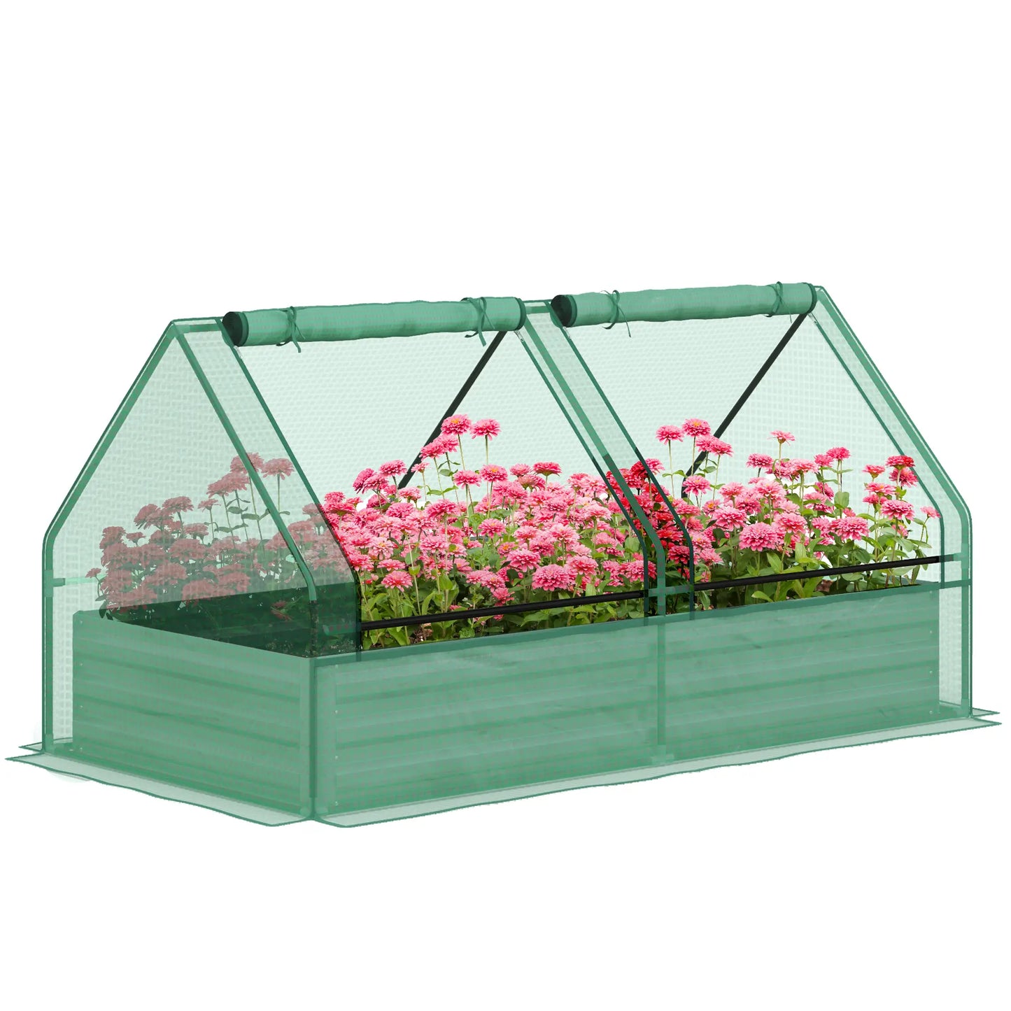 6' x 3' Metal Planter Box With Cover, Raised Garden Bed, Green And Dark Grey Galvanized Planter Boxes at Gallery Canada