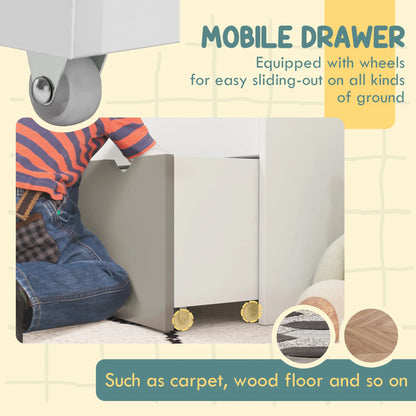 Kids Bookshelf, 3 Tier Display Shelves with Drawer, Grey Baby & Kids Storage at Gallery Canada