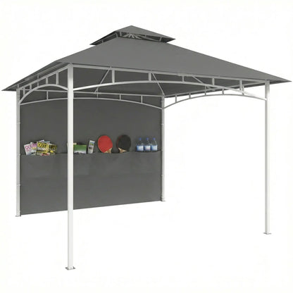 10' x 10' Dark Grey Patio Gazebo, Double Roof Canopy Shelter With Storage, Dark Grey Gazebos at Gallery Canada
