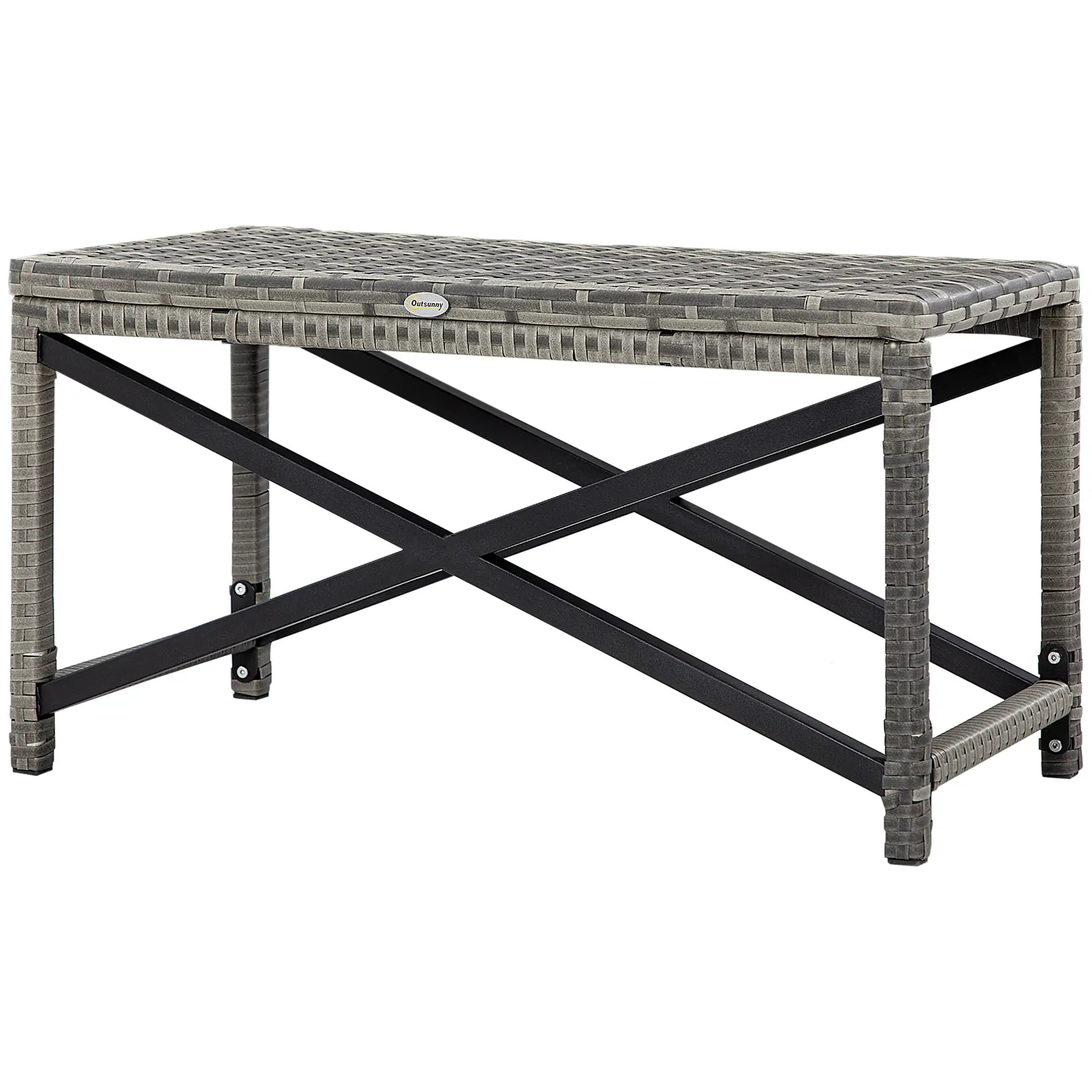 Wicker End Table, Outdoor PE Rattan Side Table, Plastic Board, Mixed Gray, Gray Patio Side Tables at Gallery Canada