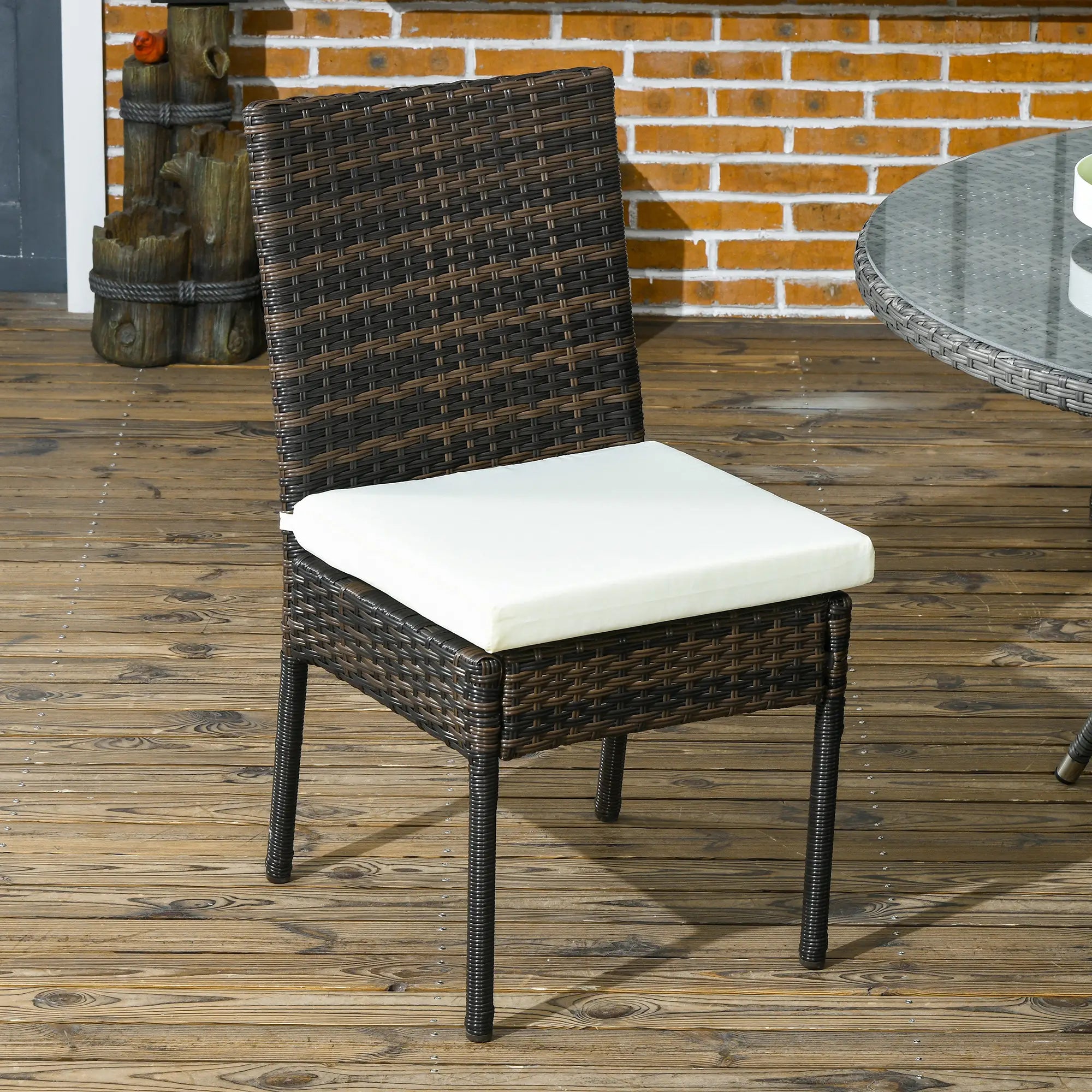 Rattan Outdoor Dining Chairs with Cushion, Patio Wicker Chair, Brown Patio Chairs at Gallery Canada