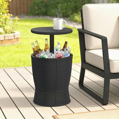11 Gallon Patio Cooler Side Table, Adjustable Top, Drainage Plug, Black Patio Side Tables at Gallery Canada