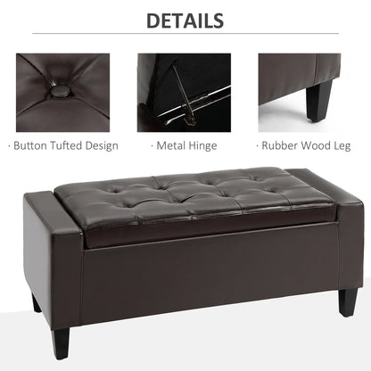 Storage Ottoman Bench, PU Leather, Tufted Design, Brown Storage Ottomans & Benches at Gallery Canada