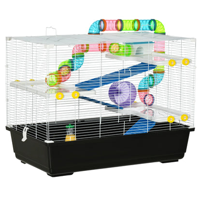 31" Large Hamster Cage, Small Animal House, Tunnel Tube System, Black Hamster Cages Black, white at Gallery Canada