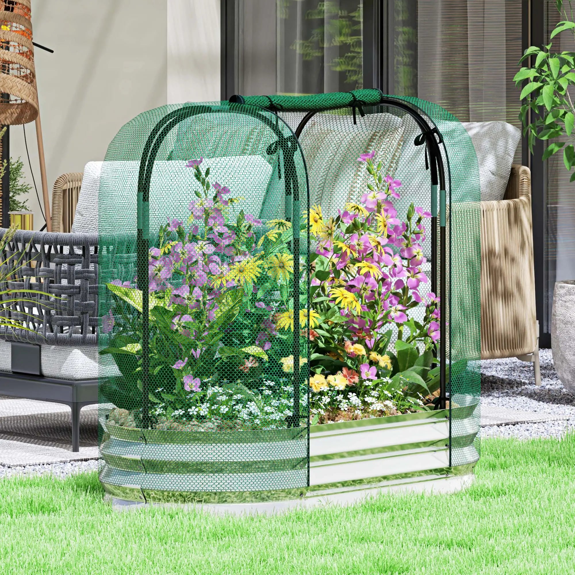 Galvanized Raised Garden Bed, Crop Cage Net Cover, Outdoor Planter Box Raised Garden Beds at Gallery Canada