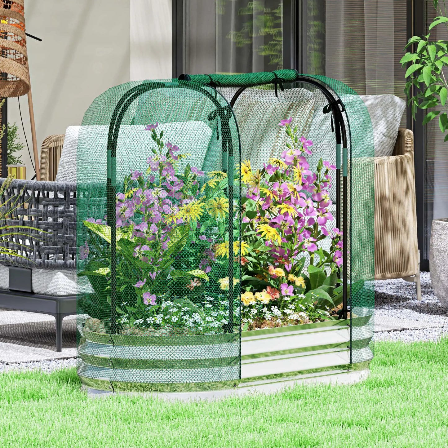 Galvanized Raised Garden Bed, Crop Cage Net Cover, Outdoor Planter Box Raised Garden Beds at Gallery Canada