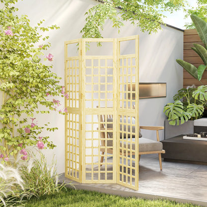 3 Panel Outdoor Wood Privacy Screen, Folding Room Divider, 47.2" x 66.9", Natural Wood Side Awnings at Gallery Canada