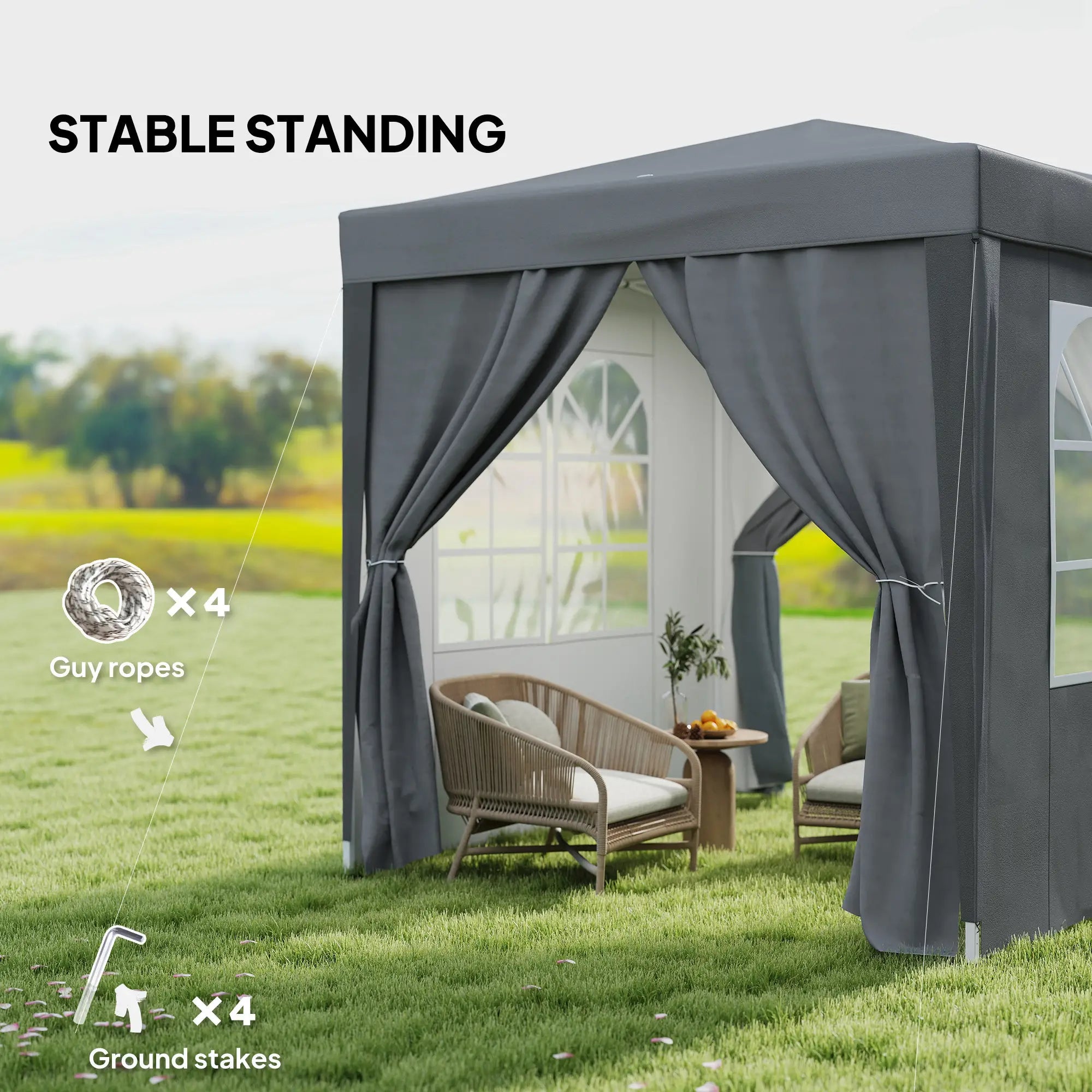6.6'x6.6' Pop Up Canopy Tent, Instant Sun Shelter With Carry Bag, Grey Pop Up Canopies at Gallery Canada