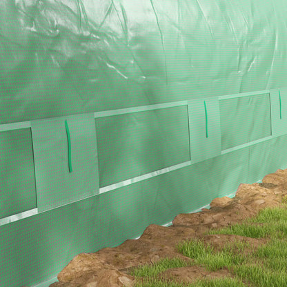 19.5' x 10' x 6.5' Tunnel Greenhouse, Mesh Door, Windows, Green Tunnel Greenhouses at Gallery Canada