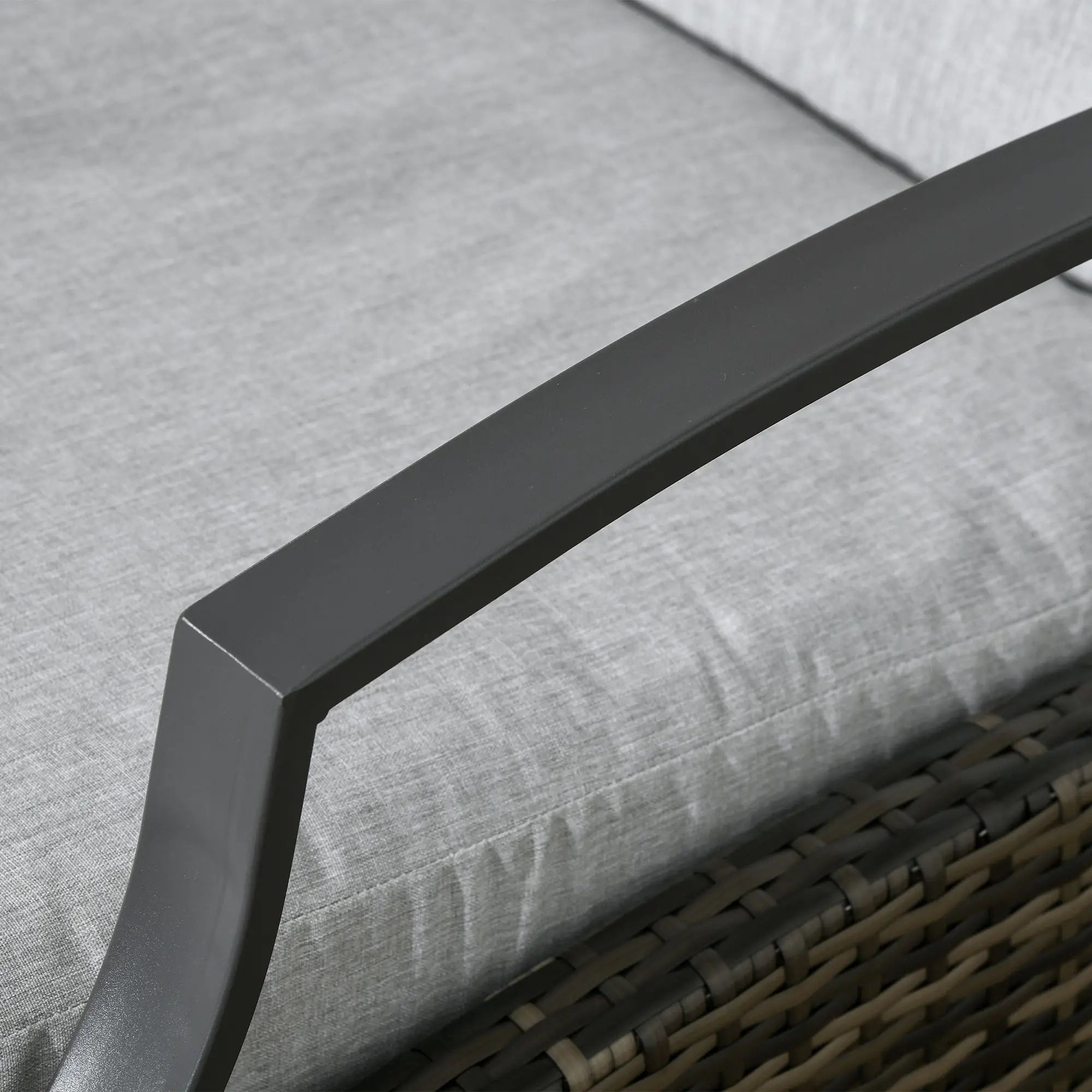 Outdoor Rattan Recliner Chair, Adjustable Back, Retractable Footrest, Light Grey Chaise Loungers at Gallery Canada