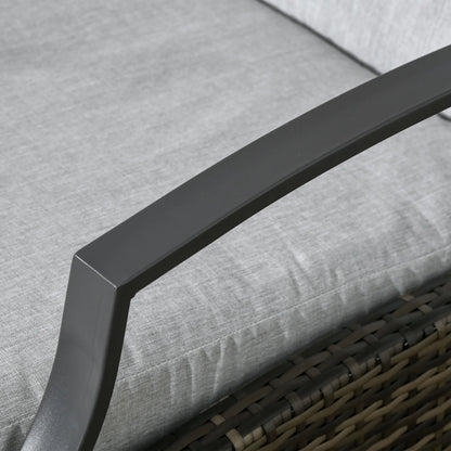 Outdoor Rattan Recliner Chair, Adjustable Back, Retractable Footrest, Light Grey Chaise Loungers at Gallery Canada