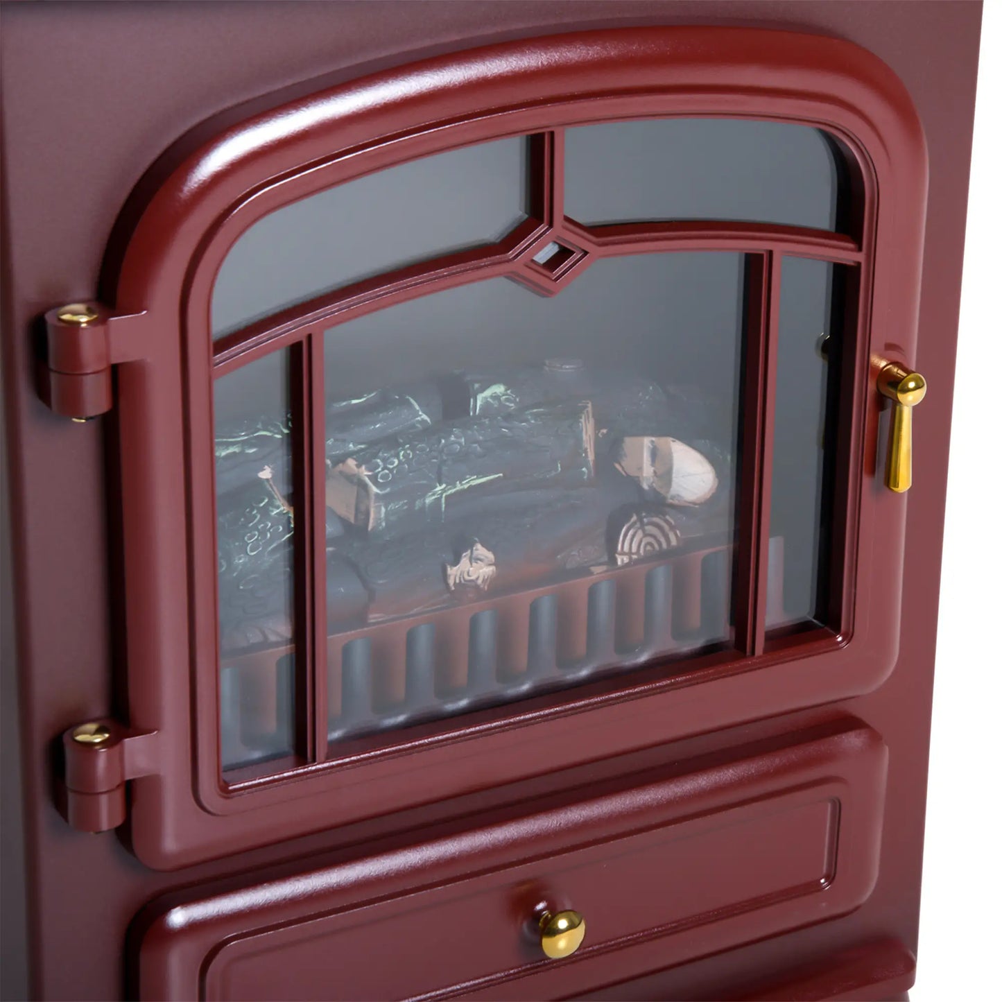 16" Free Standing Electric Fireplace, Adjustable Stove Heater, Wood Burning Flame, 750/1500W, Red Brown Electric Fireplaces at Gallery Canada