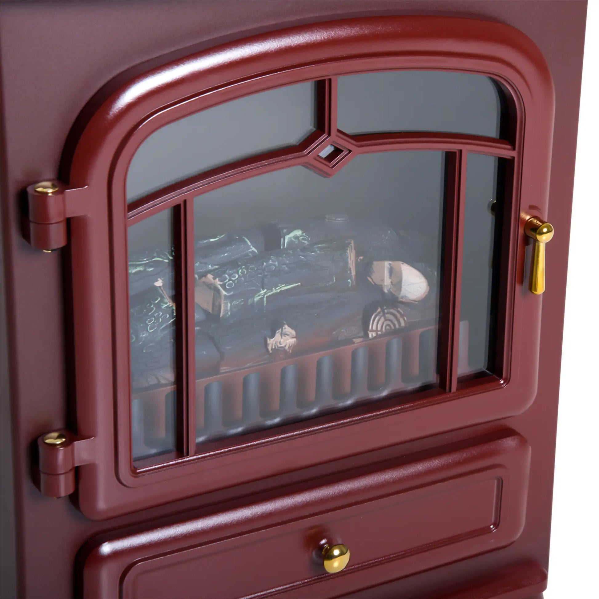 16" Free Standing Electric Fireplace, Adjustable Stove Heater, Wood Burning Flame, 750/1500W, Red Brown Electric Fireplaces at Gallery Canada