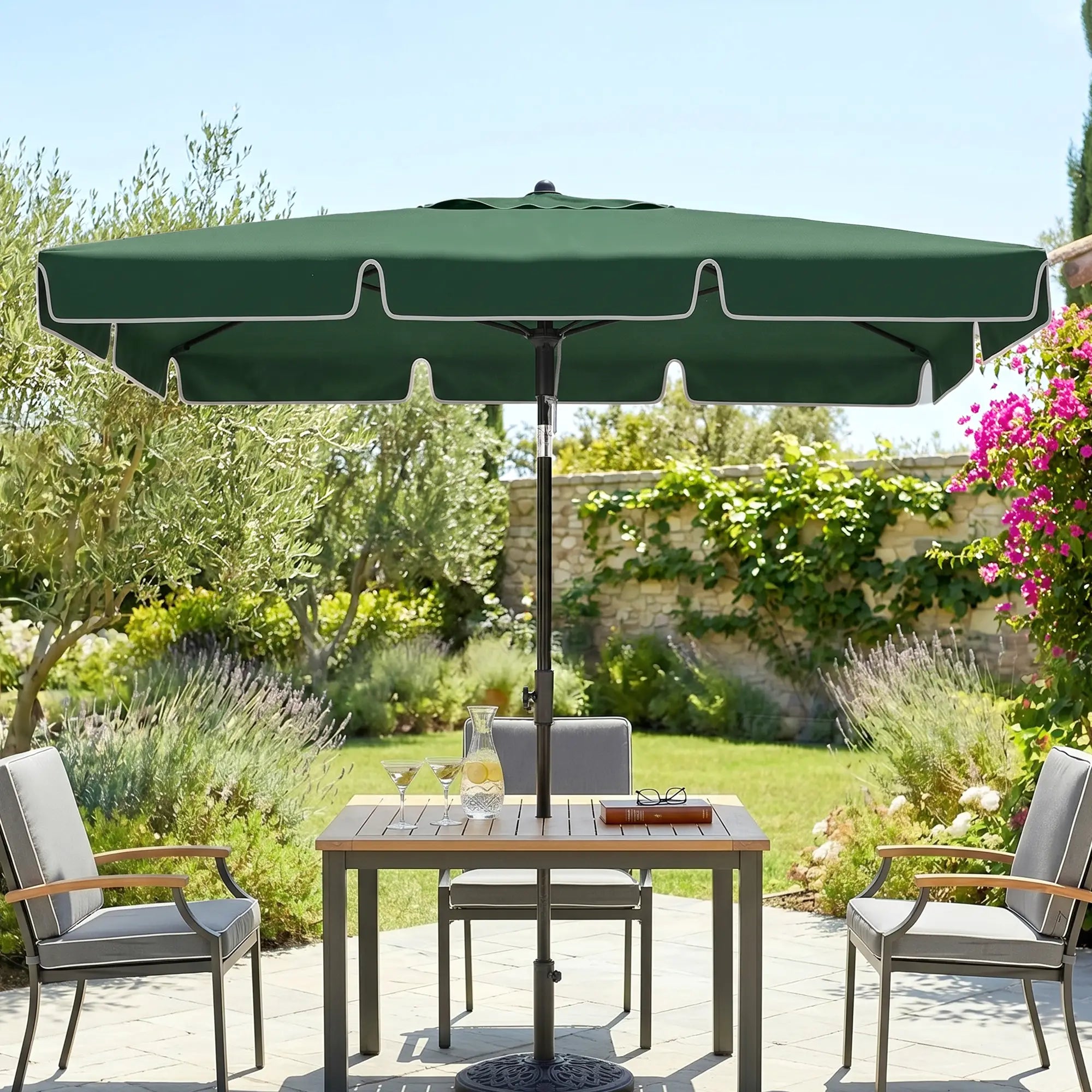 6.5x4ft Rectangle Patio Umbrella, Adjustable Tilt, Green Sun Umbrellas at Gallery Canada