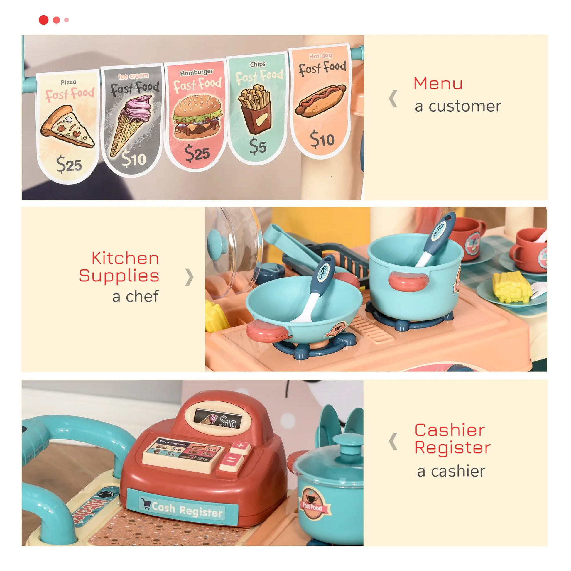 50 Pcs Kids Fast Food Playset, Kitchen Supermarket Toys, Play Food Accessories, Age 3-6 Play Kitchen at Gallery Canada
