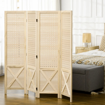 4.7' Wooden Room Divider, Folding Privacy Screen, Natural Room Dividers at Gallery Canada